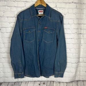 Wrangler Slim Denim Snap Front Shirt size L‎ Large Chambray